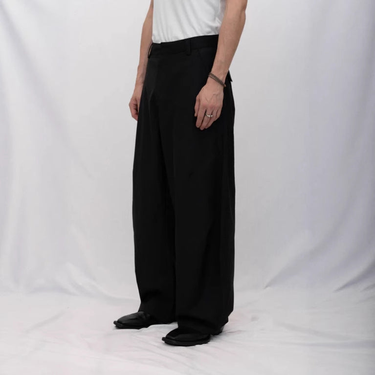 Classic Wide-Leg Black Dress Pants