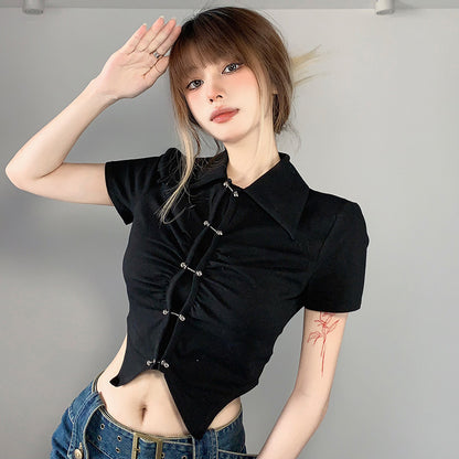 Fitted Button-Up Street Blouse