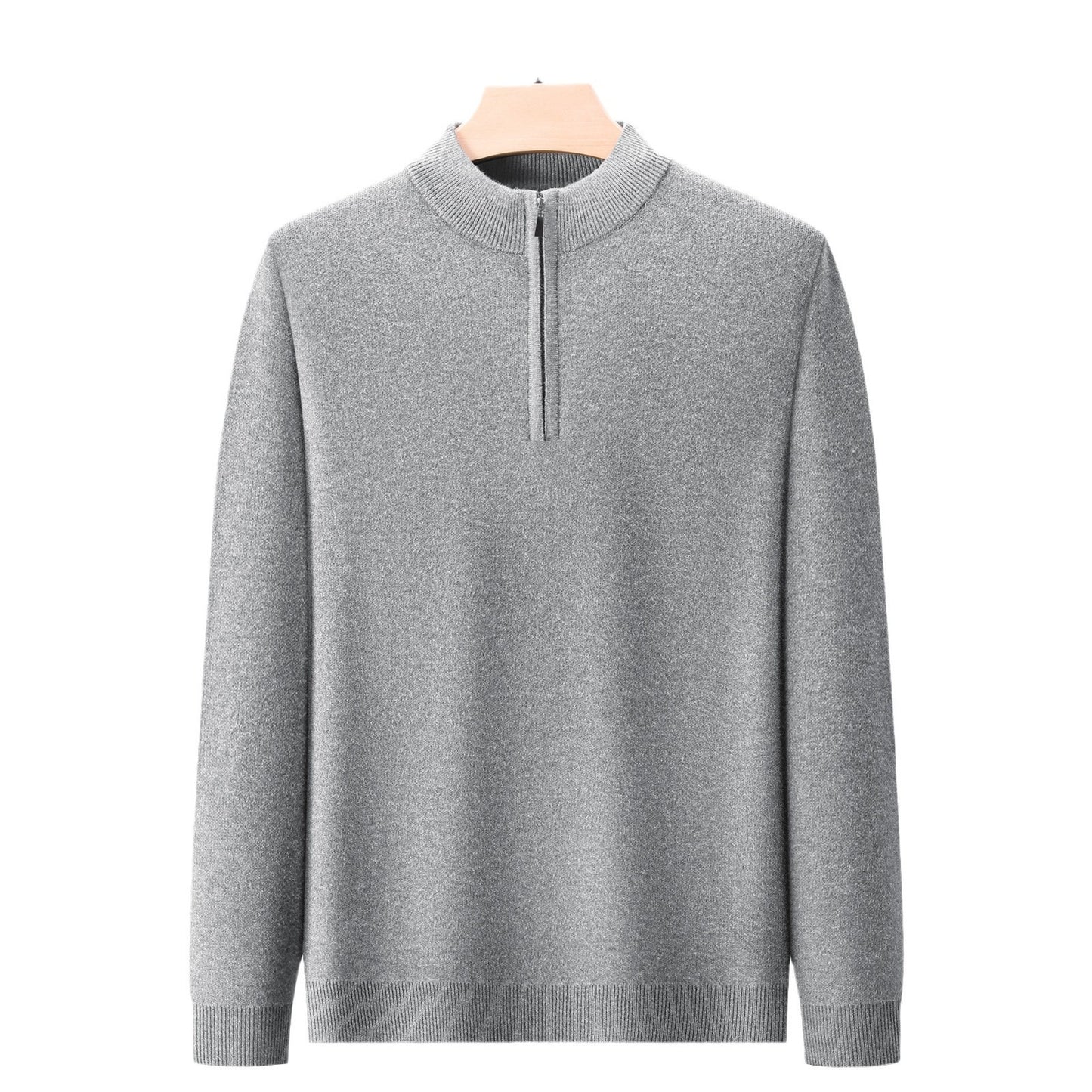 Brown half-zip cashmere sweater