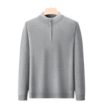 Brown half-zip cashmere sweater