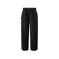 loose-fitting black and white work pants