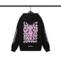 Hooded sweatshirt, purple sword letter printed cardigan, zipper casual jacket