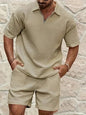 Textured Short-Sleeve Zip Polo