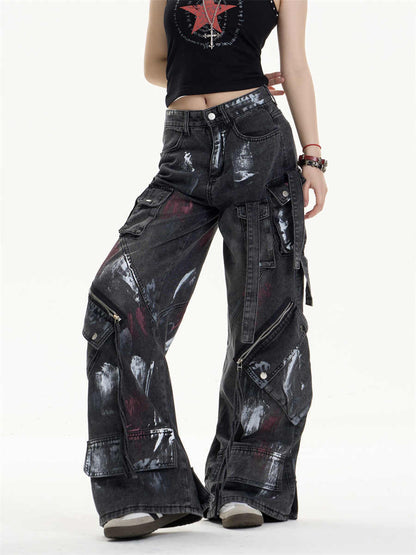 Graffiti Splatter Cargo Jeans