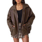 Oversized Leather Bomber Jacket