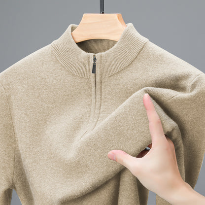 Brown half-zip cashmere sweater