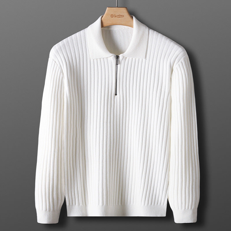 Ribbed half-zip polo sweater