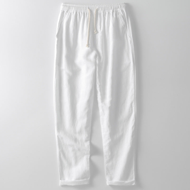 Linen jogger trousers with elastic waistband