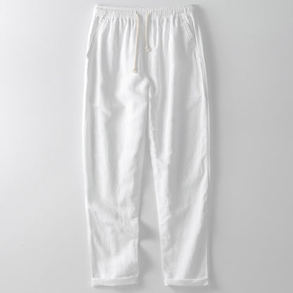 Linen jogger trousers with elastic waistband
