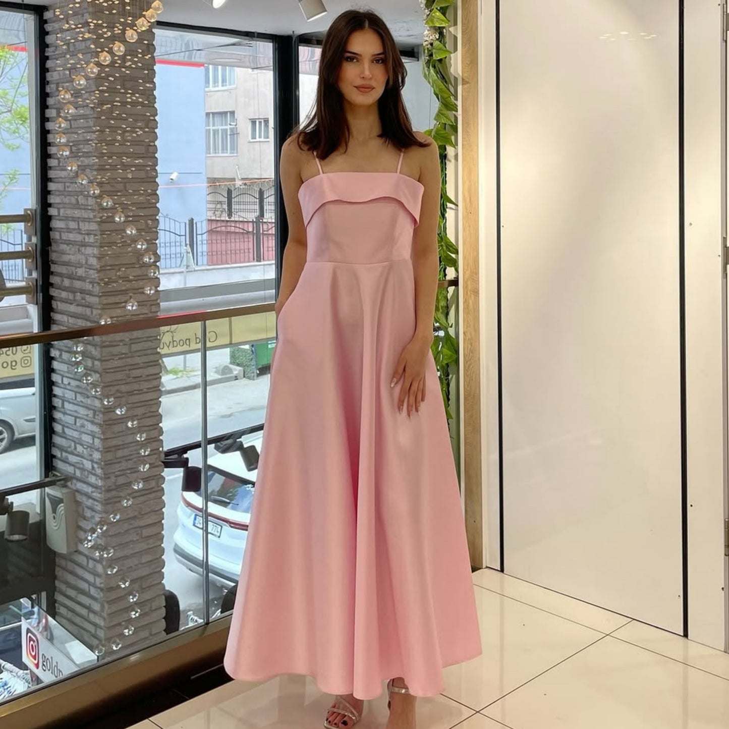 Midnight Satin A-Line Gown