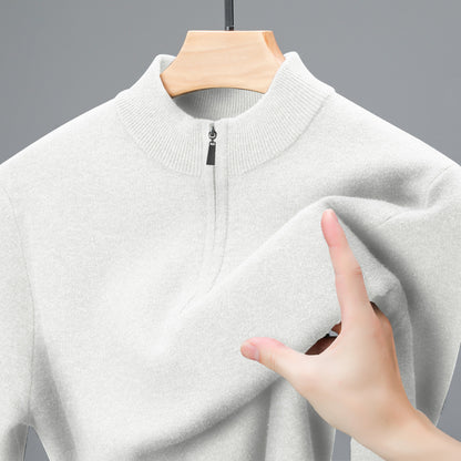Brown half-zip cashmere sweater
