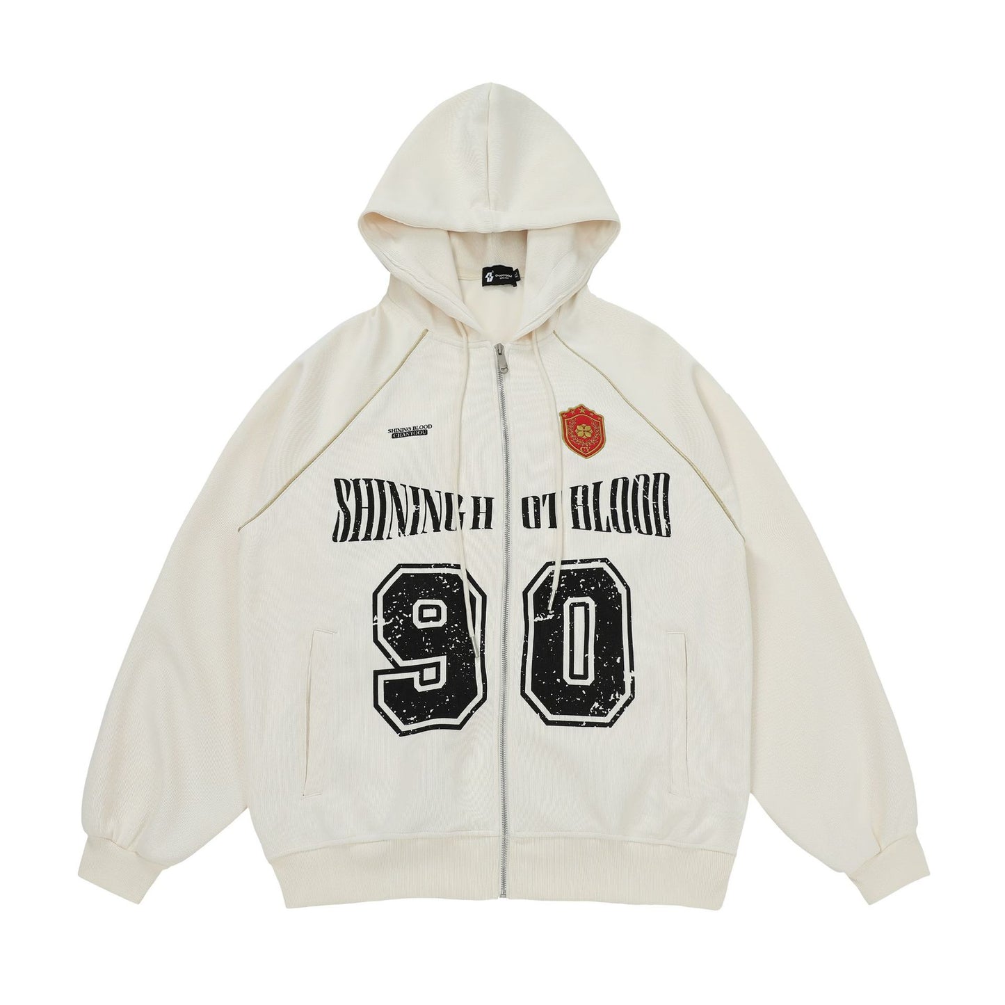 SHINING HOT - Oversized Print Zip Up Hoodie