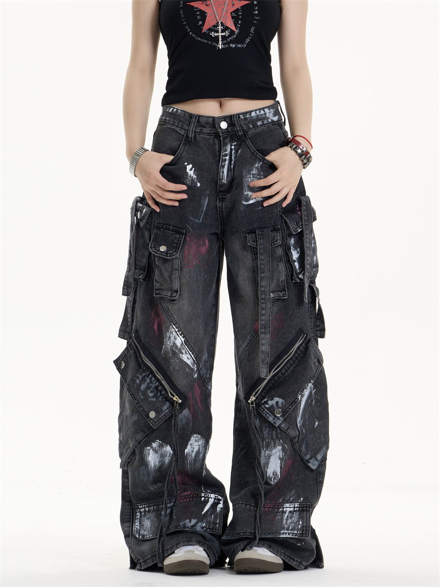 Graffiti Splatter Cargo Jeans
