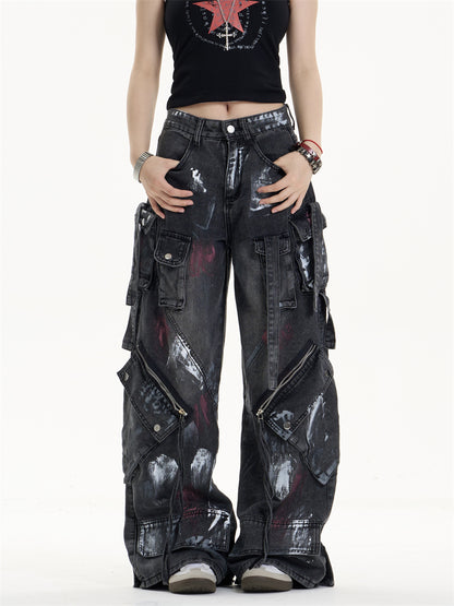 Graffiti Splatter Cargo Jeans