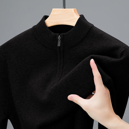 Brown half-zip cashmere sweater