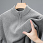 Brown half-zip cashmere sweater