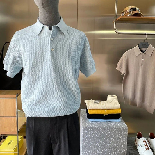 Textured Knit Polo shirt with Classic Collar