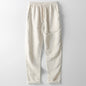 Linen jogger trousers with elastic waistband