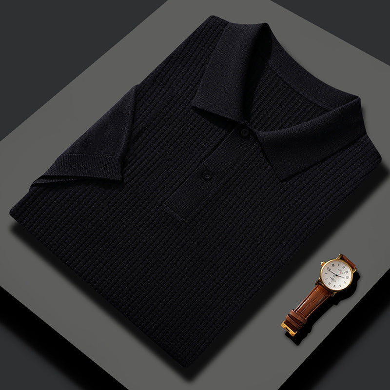 Textured knit polo shirt