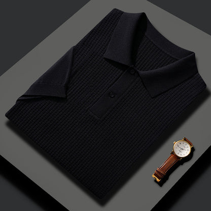 Textured knit polo shirt