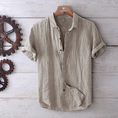 Short-sleeve linen shirt