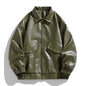 Embroidery New Men's PU Leather Coat