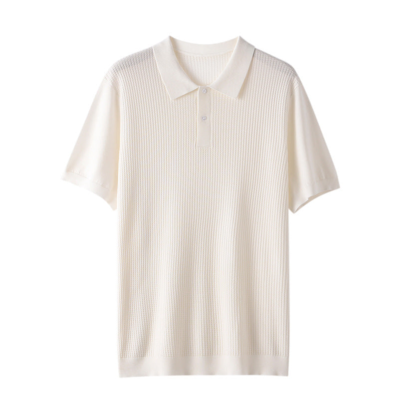 Textured knit polo shirt