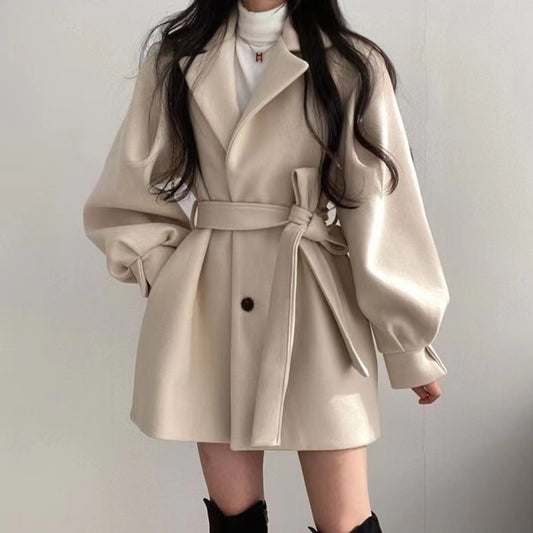 Belted Wool-Blend Coat