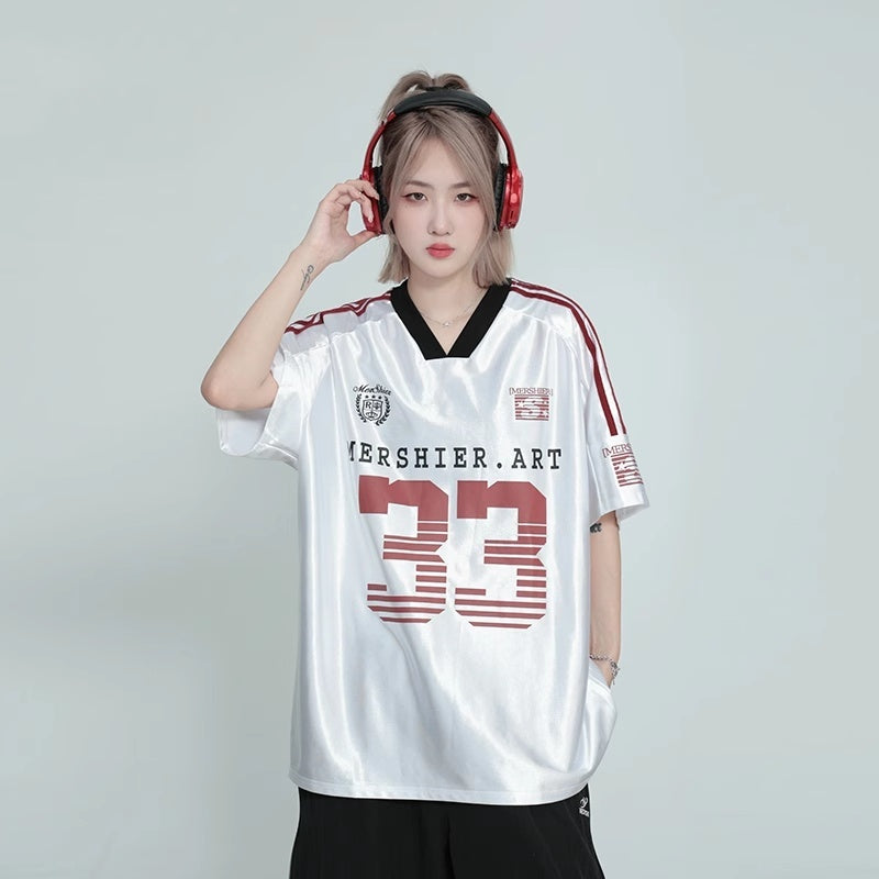 Metallic Numbered Jersey Top