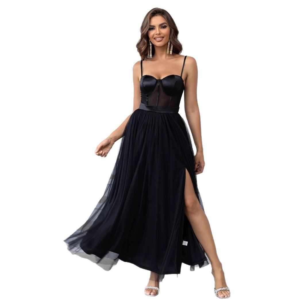 Sheer Back Tulle A-Line Dress