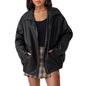 Oversized Leather Bomber Jacket