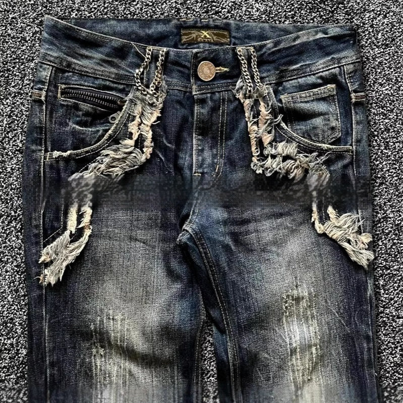 Distressed Retro Flare Jeans
