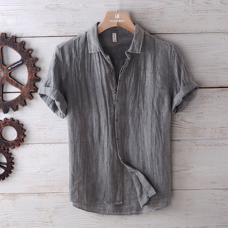 Short-sleeve linen shirt