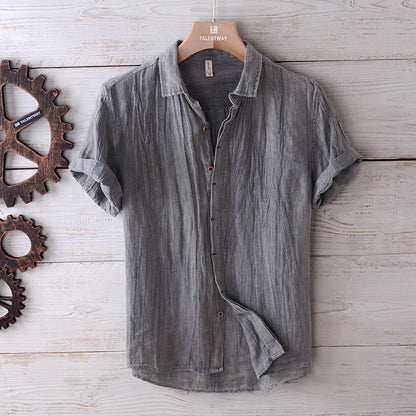 Short-sleeve linen shirt