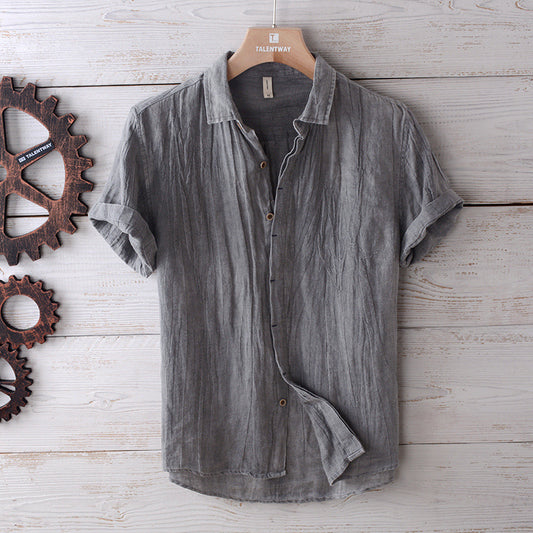 Short-sleeve linen shirt