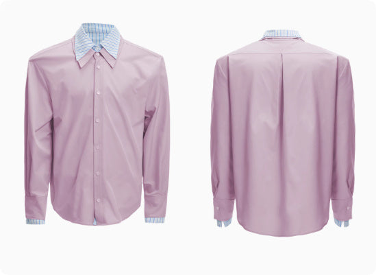 Male Niche Striped Contrasting Patchwork Shirt Top