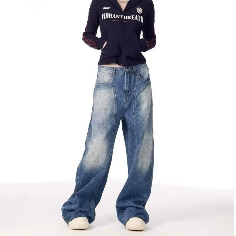 Relaxed Fit Washed Denim Jeans