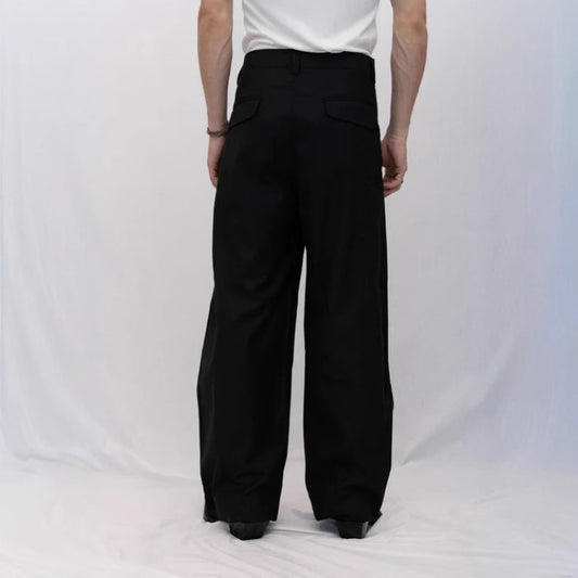 Classic Wide-Leg Black Dress Pants