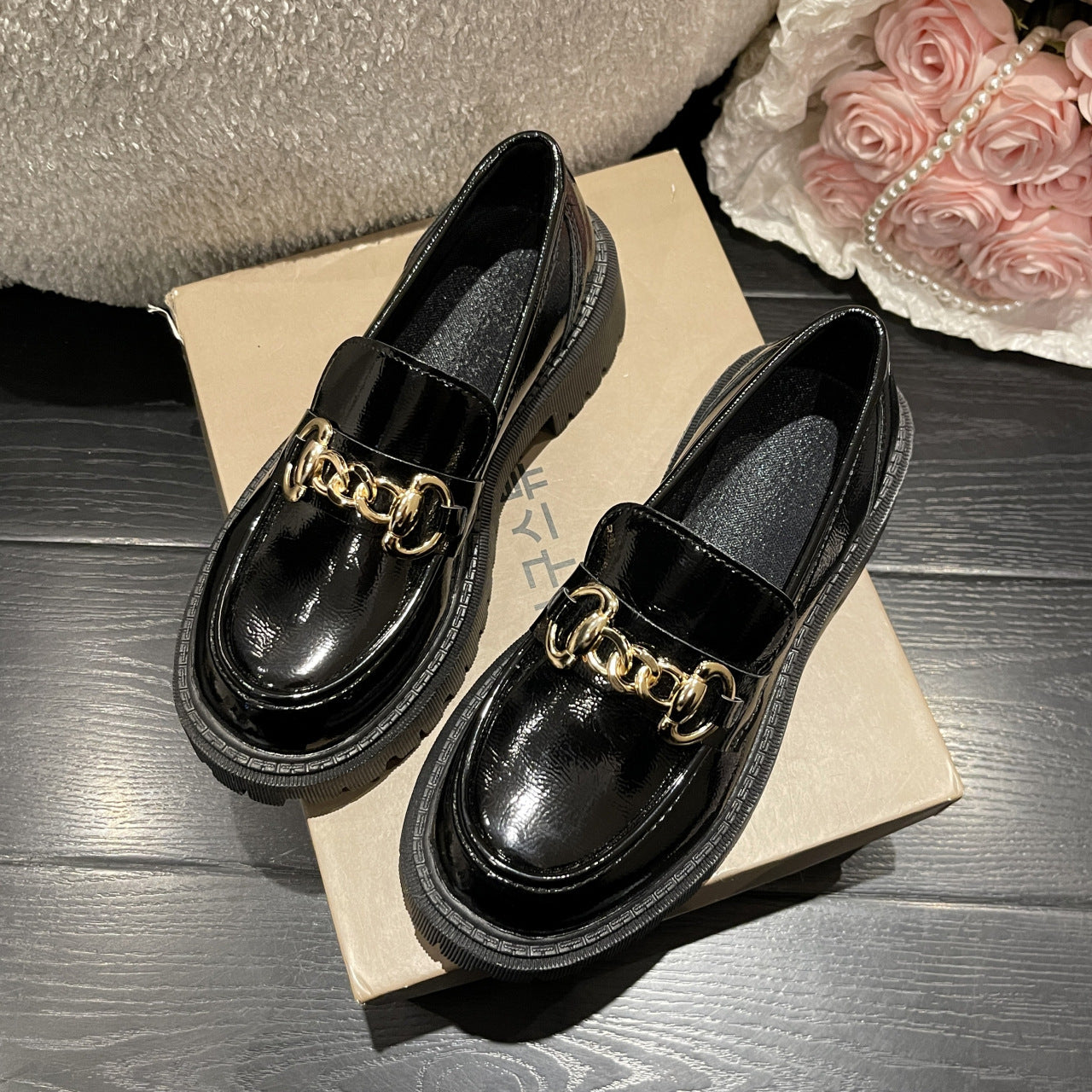 Chain Detail Platform Loafers