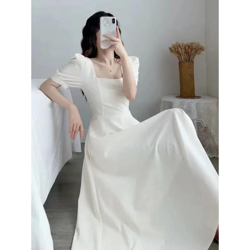 Puff-Sleeve Flowy Maxi Dress