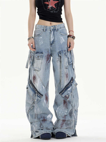 Graffiti Splatter Cargo Jeans