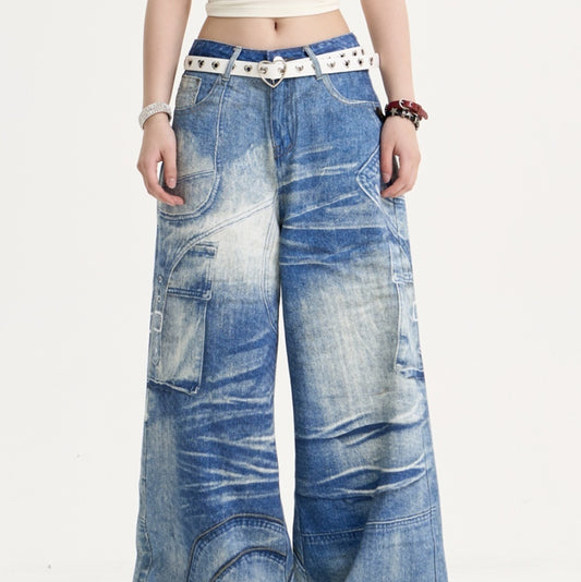 Vintage Wash Blue Baggy Jeans