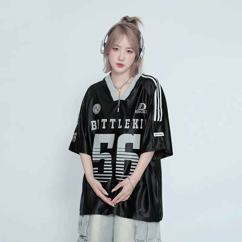Metallic Numbered Jersey Top