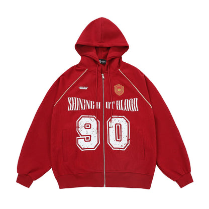 SHINING HOT - Oversized Print Zip Up Hoodie