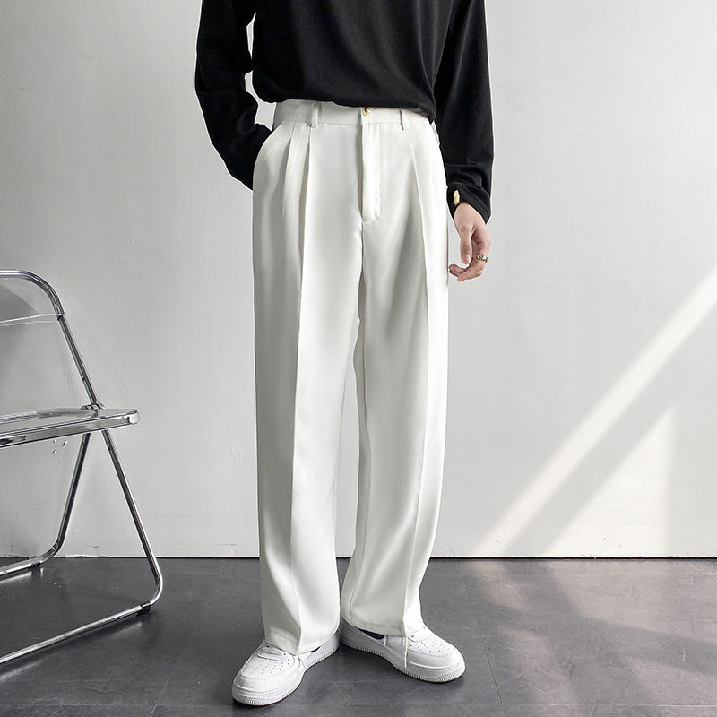 Tailored Black Pleated Trousers with Straight Fit