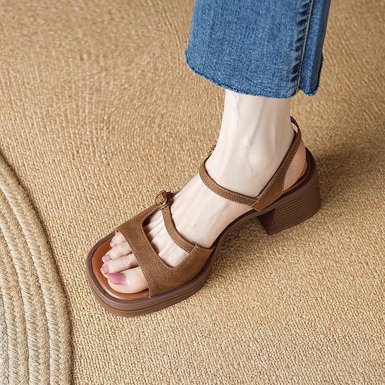 Chunky Block-Heel Suede Sandals