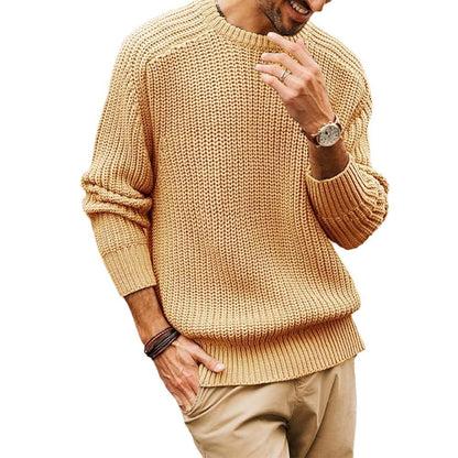 Beige chunky knit crewneck sweater
