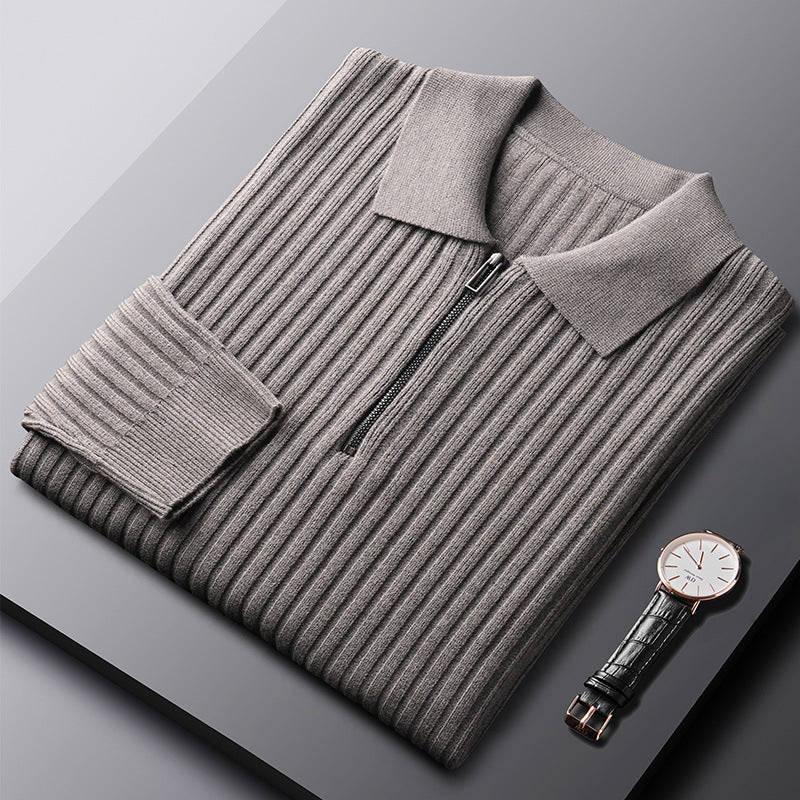 Ribbed half-zip polo sweater