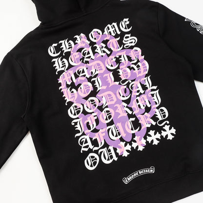 Hooded sweatshirt, purple sword letter printed cardigan, zipper casual jacket