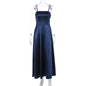 Midnight Satin A-Line Gown